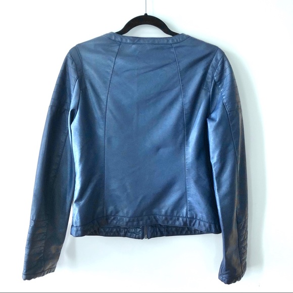 Metaphor Navy Faux Leather Jacket - Size Medium - Picture 2 of 8